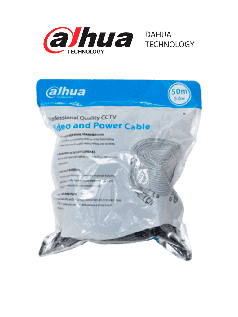 DAHUA DH-PFM942I-50-5 - Cable de 50 Metros Armado para Video y Energía/ con Conectores BNC y de Energía/ Para Camaras Hasta 4k/ Soporta: AHD/CVI/TVI/CVBS/ Uso Exterior e Interior/ Cobre de Alta Pureza/ DAHUA DH-PFM942I-50-5 - Cable de 50 Metros Armado para Video y Energía/ con Conectores BNC y de Energía/ Para Camaras Hasta 4k/ Soporta: AHD/CVI/TVI/CVBS/ Uso Exterior e Interior/ Cobre de Alta Pureza/